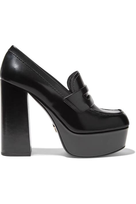 black prada loafers|platform loafers Prada.